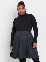Yours Curve Animal Jacquard Animal Flippy Skirt - Image 1 of 5