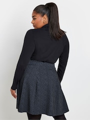 Yours Curve Animal Jacquard Animal Flippy Skirt - Image 3 of 5