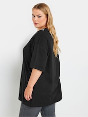 Yours Curve Black Oversized 100% Cotton T-Shirt - Image 3 of 5