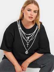 Yours Curve Black Oversized 100% Cotton T-Shirt - Image 4 of 5