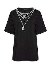 Yours Curve Black Oversized 100% Cotton T-Shirt - Image 5 of 5