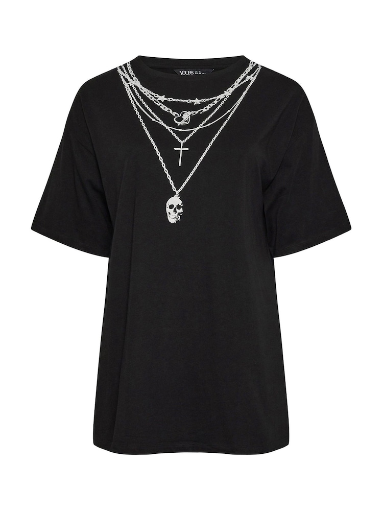 Yours Curve Black Oversized 100% Cotton T-Shirt - Image 5 of 5