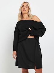 Yours Curve Black Scuba Slit Mini Skirt - Image 1 of 5