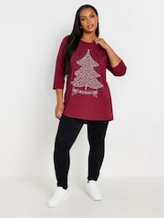 Yours Curve Red Christmas Tree Novelty T-Shirt - Image 2 of 5