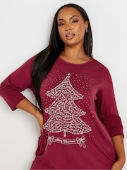 Yours Curve Red Christmas Tree Novelty T-Shirt - Image 4 of 5