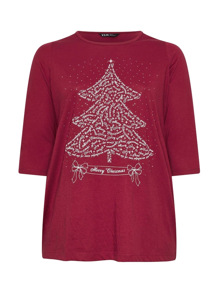 Yours Curve Red Christmas Tree Novelty T-Shirt - Image 5 of 5