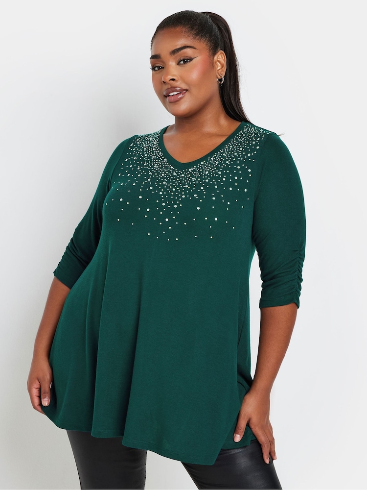 Verde - Yours Curve Stud Swing Tunics - Imagen 1 de 5