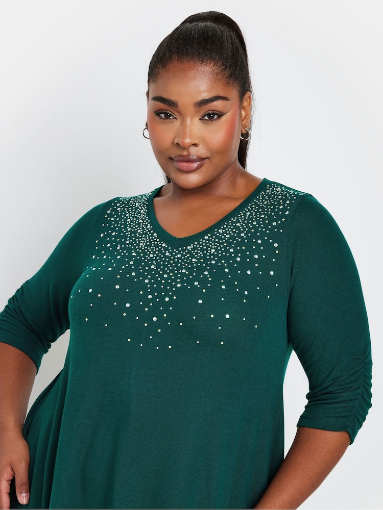 Yours Curve Green Stud Swing Tunics - Image 4 of 5