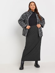 Yours Curve Grey Leopard Print Tube Skirt - Image 1 of 5