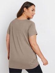 Yours Curve Brown Glitter Heart T-Shirt - Image 3 of 5