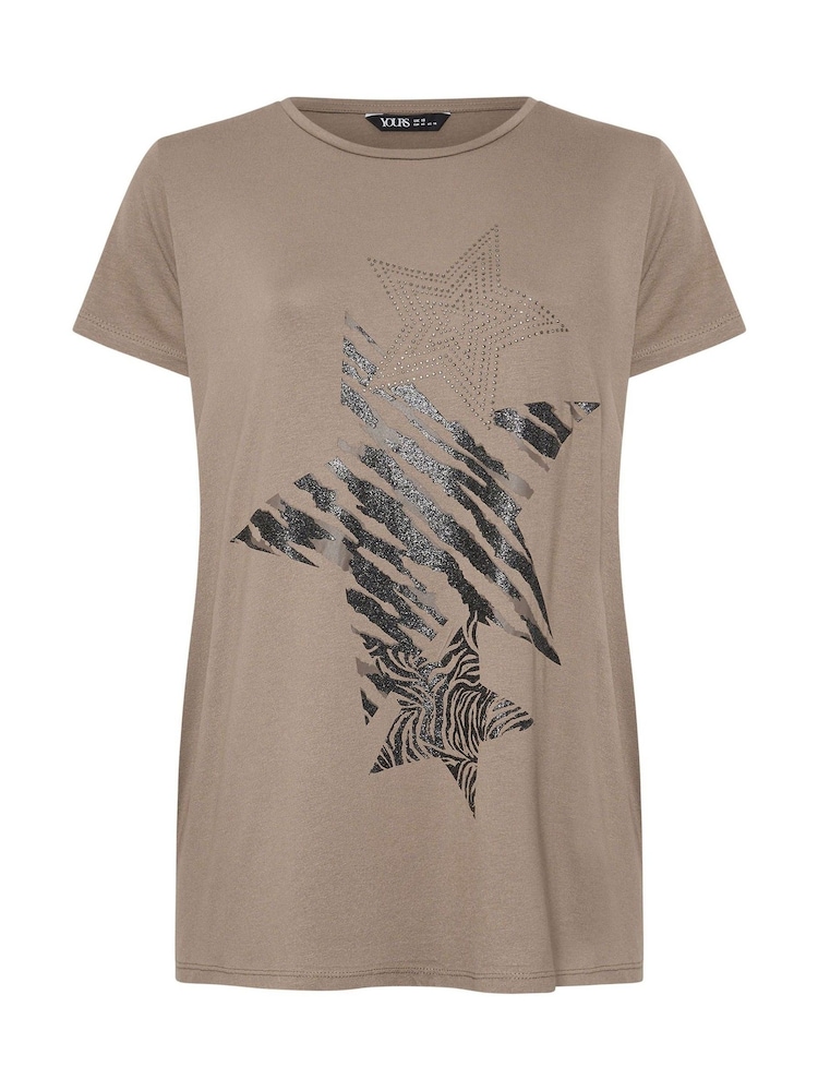 Braun - Yours Curve T-Shirt mit Glitzerherz - Bild 5 von 5 Braun - Yours Curve T-Shirt mit Glitzerherz - Bild 5 von 5
