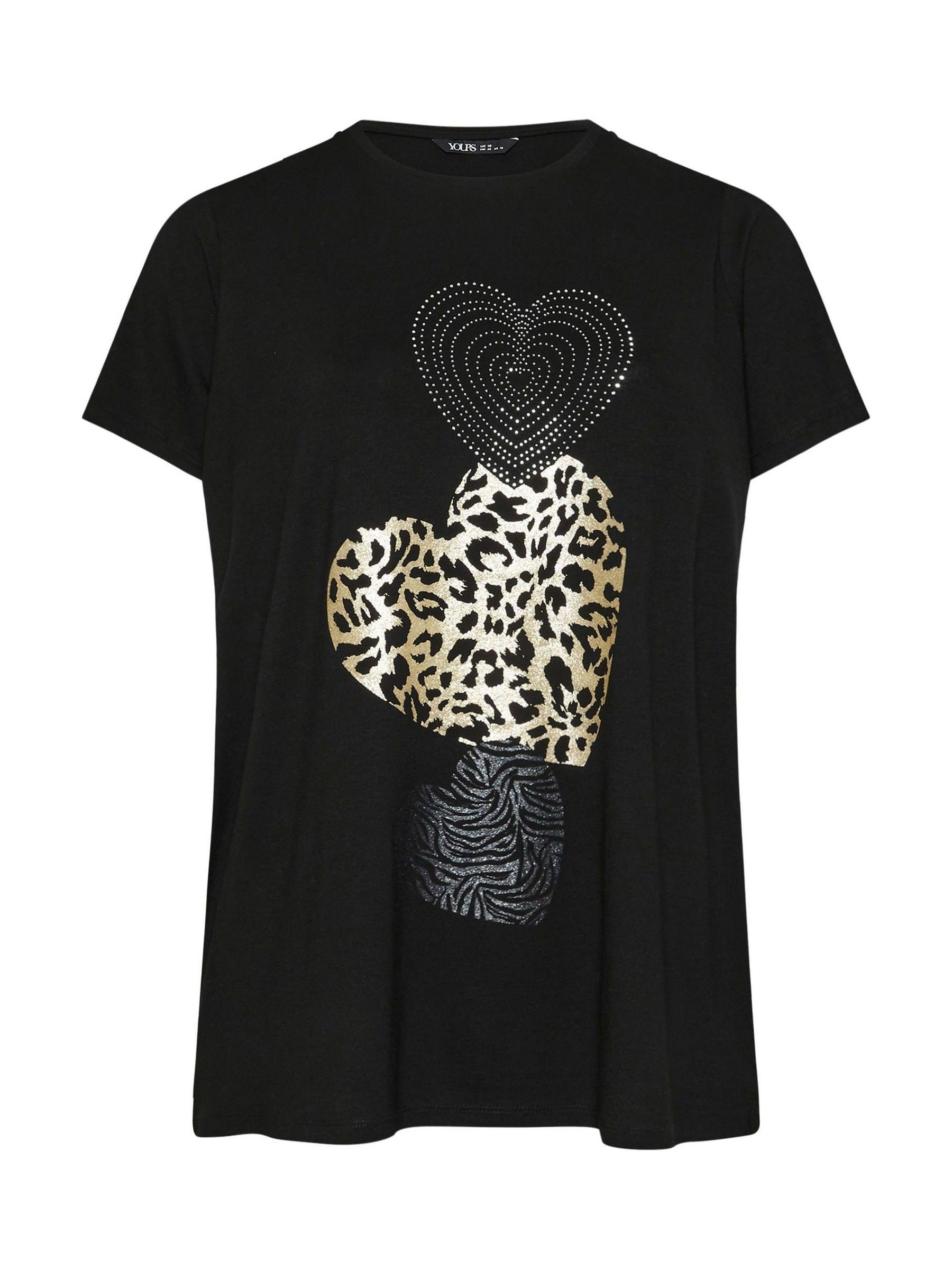 Buy Yours Curve Black Glitter Heart T-Shirt from Next Sweden