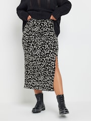Yours Curve Black Side Split Textured Tube Skirt - Image 1 of 5