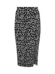 Yours Curve Black Side Split Textured Tube Skirt - Image 5 of 5
