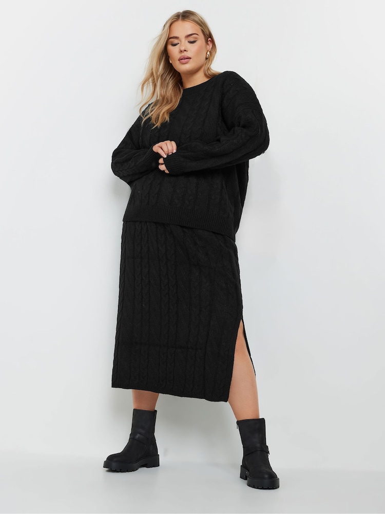 Yours Curve Black Cable Skirt - Image 2 of 6