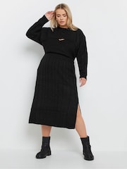 Yours Curve Black Cable Skirt - Image 3 of 6