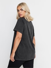 Yours Curve Grey 100% Cotton Set In Sleeve Placement T-Shirt - Image 2 of 6