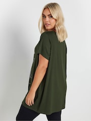 Yours Curve Green Glitter Star T-Shirt - Image 4 of 5