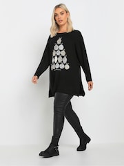 Yours Curve Black Baubles Novelty Long Sleeve Christmas T-Shirt - Image 3 of 5