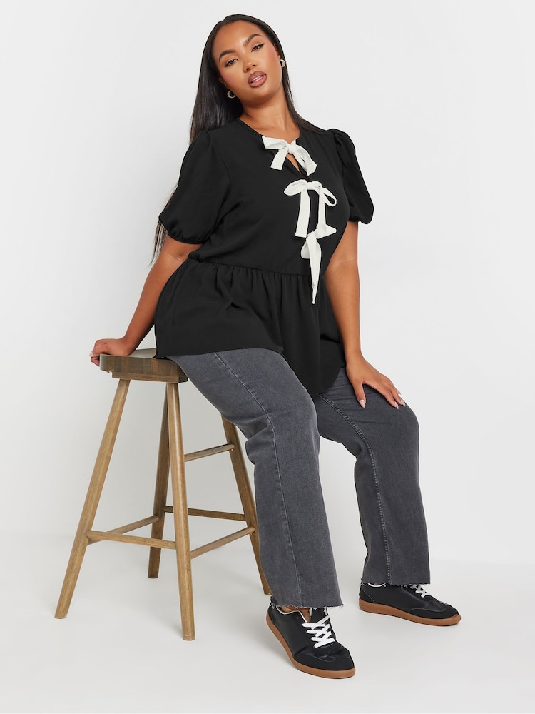 Negro - Yours Curve Limited Woven Bows Top - Imagen 2 de 5 Negro - Yours Curve Limited Woven Bows Top - Imagen 2 de 5