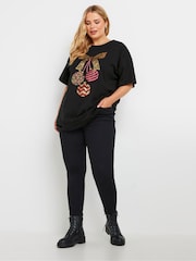 Yours Curve Black Baubles Novelty T-Shirt - Image 2 of 5