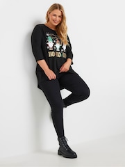 Yours Curve Black Merry Gonkmas Novelty T-Shirt - Image 2 of 5