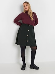 Yours Curve Black Button Front A Line Skirt - Image 2 of 5