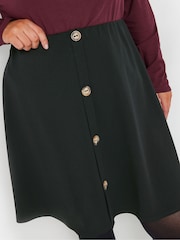 Yours Curve Black Button Front A Line Skirt - Image 4 of 5