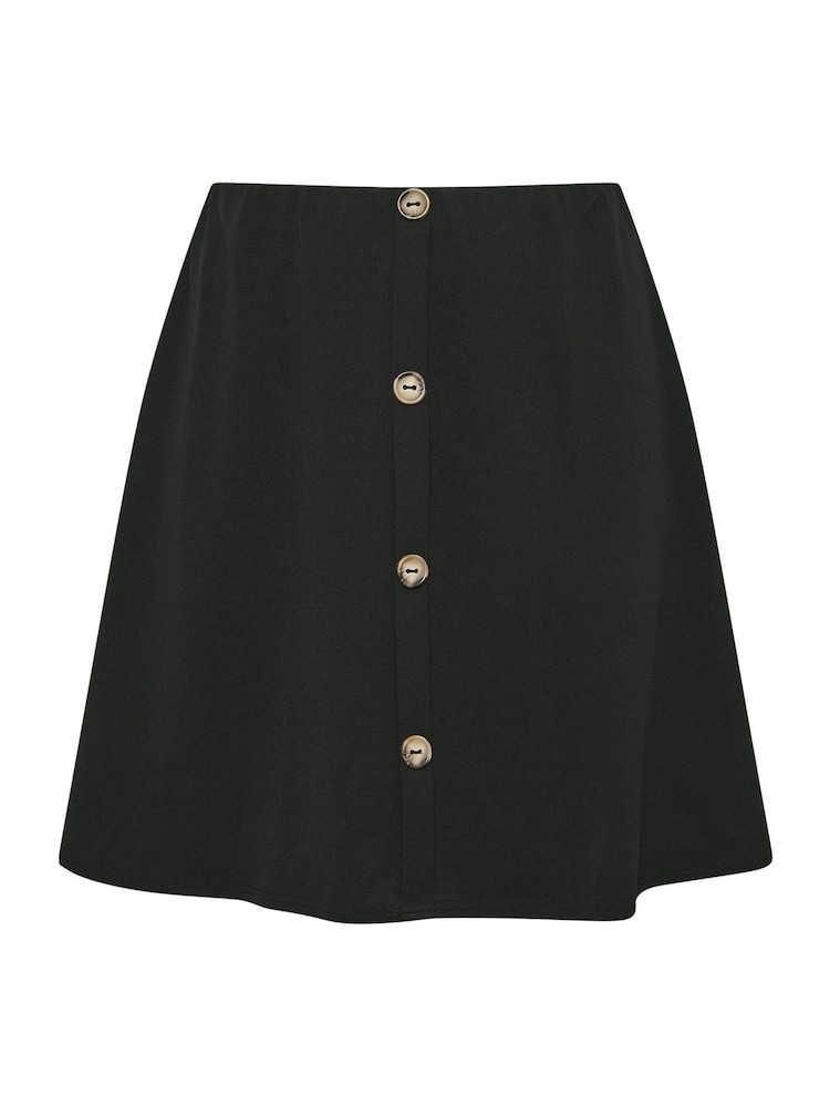 Yours Curve Black Button Front A Line Skirt - Image 5 of 5