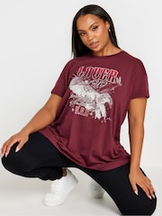 Yours Curve Red Placement Print T-Shirt - Image 4 of 5