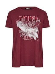 Yours Curve Red Placement Print T-Shirt - Image 5 of 5
