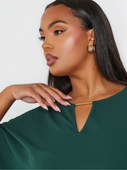 Yours Curve Green Short Sleeve Trim Neck Top - Image 4 of 5