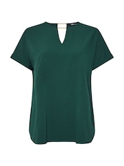 Yours Curve Green Short Sleeve Trim Neck Top - Image 5 of 5
