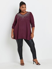 Yours Curve Purple Stud Swing Tunics - Image 2 of 5