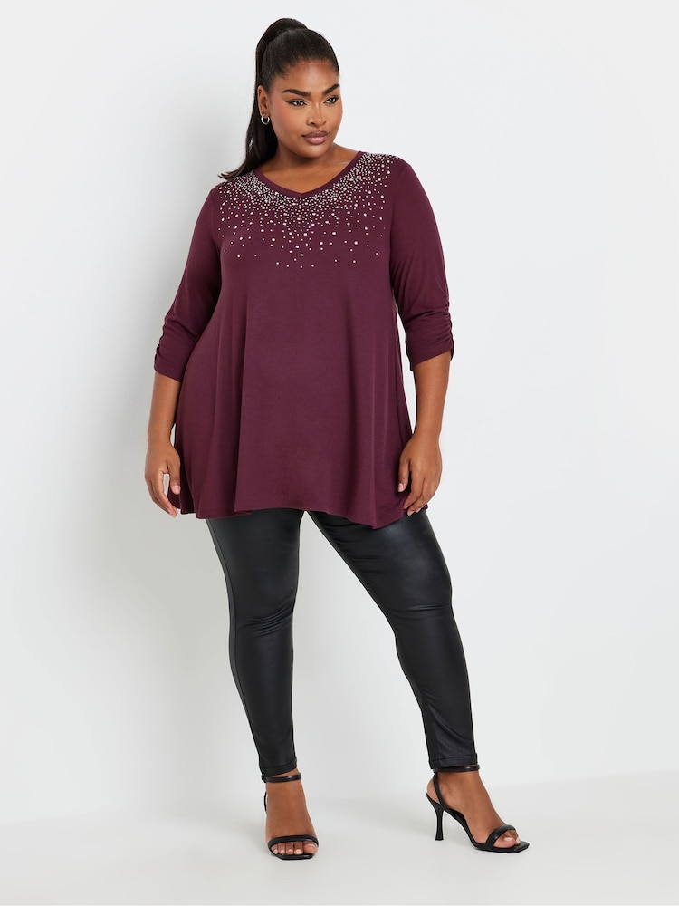 Yours Curve Purple Stud Swing Tunics - Image 2 of 5