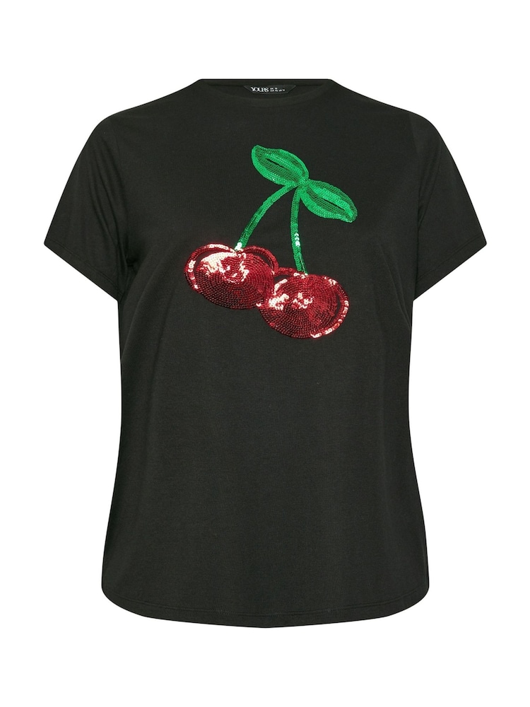 Yours Curve Black 100% Cotton Set In Sleeve Placement T-Shirt - Image 5 of 5