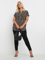 Yours Curve Brown Notch Neck Textured Top - Image 2 of 5