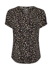 Yours Curve Brown Notch Neck Textured Top - Image 5 of 5