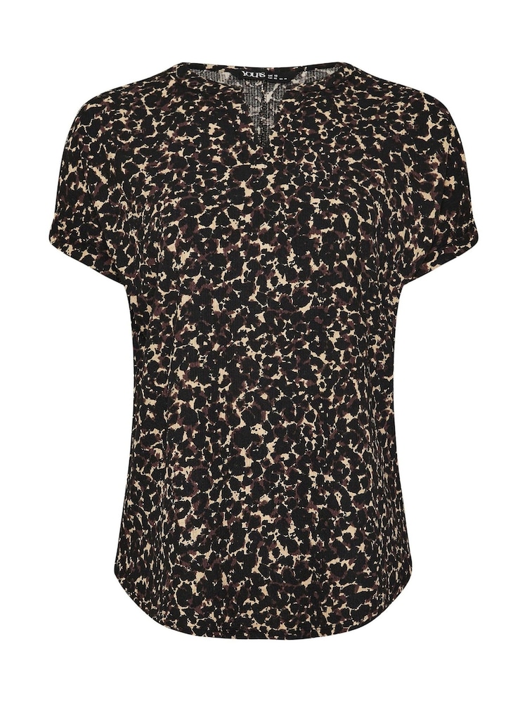 Yours Curve Brown Notch Neck Textured Top - Image 5 of 5
