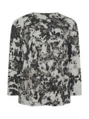 Yours Curve Dark Black 100% Cotton Long Sleeve Acid Wash T-Shirt - Image 5 of 5