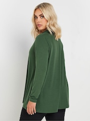 Yours Curve Green Collar Rib Button Front Top - Image 3 of 5