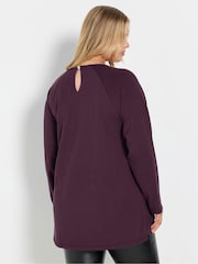 Yours Curve Purple 100% Cotton Military Button Long Sleeve T-Shirt - Image 2 of 5