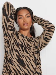 Yours Curve Brown Lettuce Edge Tunic - Image 4 of 5