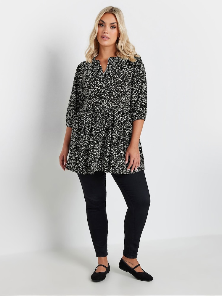 Yours Curve Black Smock Top - Image 2 of 5
