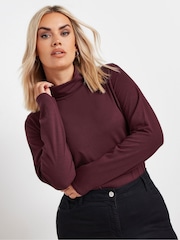 Yours Curve Purple Long Sleeve Turtle Neck Top - Image 1 of 5