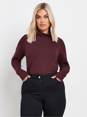 Yours Curve Purple Long Sleeve Turtle Neck Top - Image 2 of 5