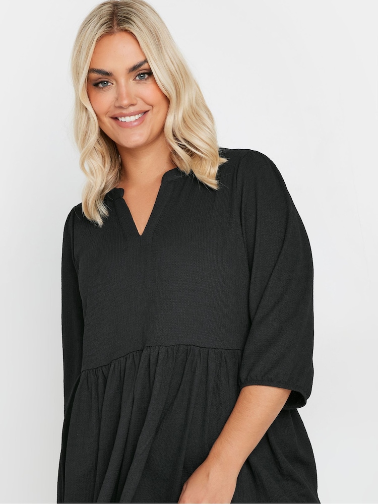 Yours Curve Black Smock Top - Image 4 of 5