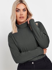 Yours Curve Grey Long Sleeve Turtle Neck T-Shirts 2 Pack - Image 2 of 8