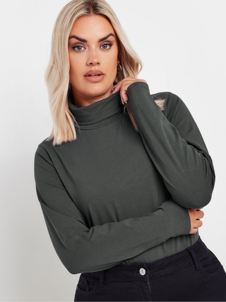 Yours Curve Grey Long Sleeve Turtle Neck T-Shirts 2 Pack - Image 2 of 8