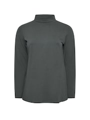 Yours Curve Grey Long Sleeve Turtle Neck T-Shirts 2 Pack - Image 8 of 8